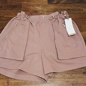 CALIA Journey Collection High-Rise Woven Paperbag Shorts - Hazy Plum